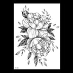 49 Sheets Waterproof Temporary Black Sketches Flowers Tattoo Stickers Flower Rose Tattoos For Women Adults Stevvex