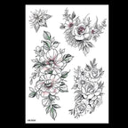 49 Sheets Waterproof Temporary Black Sketches Flowers Tattoo Stickers Flower Rose Tattoos For Women Adults Stevvex
