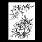 49 Sheets Waterproof Temporary Black Sketches Flowers Tattoo Stickers Flower Rose Tattoos For Women Adults Stevvex