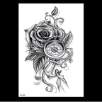 49 Sheets Waterproof Temporary Black Sketches Flowers Tattoo Stickers Flower Rose Tattoos For Women Adults Stevvex