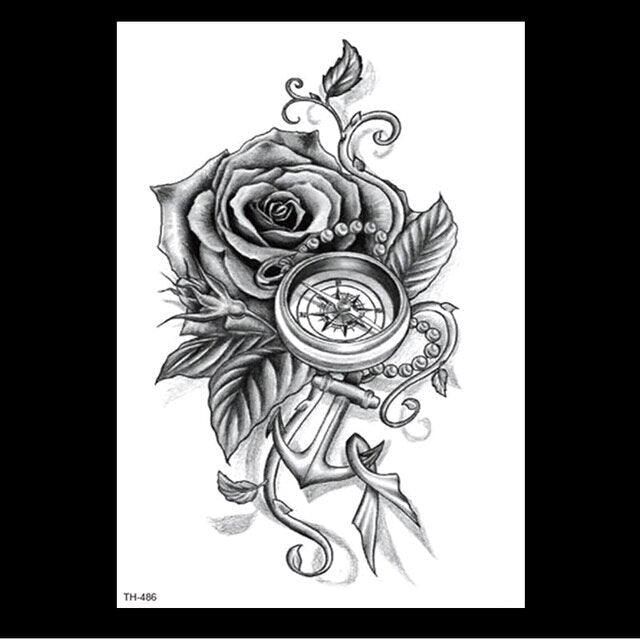 49 Sheets Waterproof Temporary Black Sketches Flowers Tattoo Stickers Flower Rose Tattoos For Women Adults Stevvex