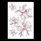 49 Sheets Waterproof Temporary Black Sketches Flowers Tattoo Stickers Flower Rose Tattoos For Women Adults Stevvex