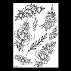 49 Sheets Waterproof Temporary Black Sketches Flowers Tattoo Stickers Flower Rose Tattoos For Women Adults Stevvex