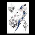 49 Sheets Waterproof Temporary Black Sketches Flowers Tattoo Stickers Flower Rose Tattoos For Women Adults Stevvex