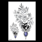 49 Sheets Waterproof Temporary Black Sketches Flowers Tattoo Stickers Flower Rose Tattoos For Women Adults Stevvex