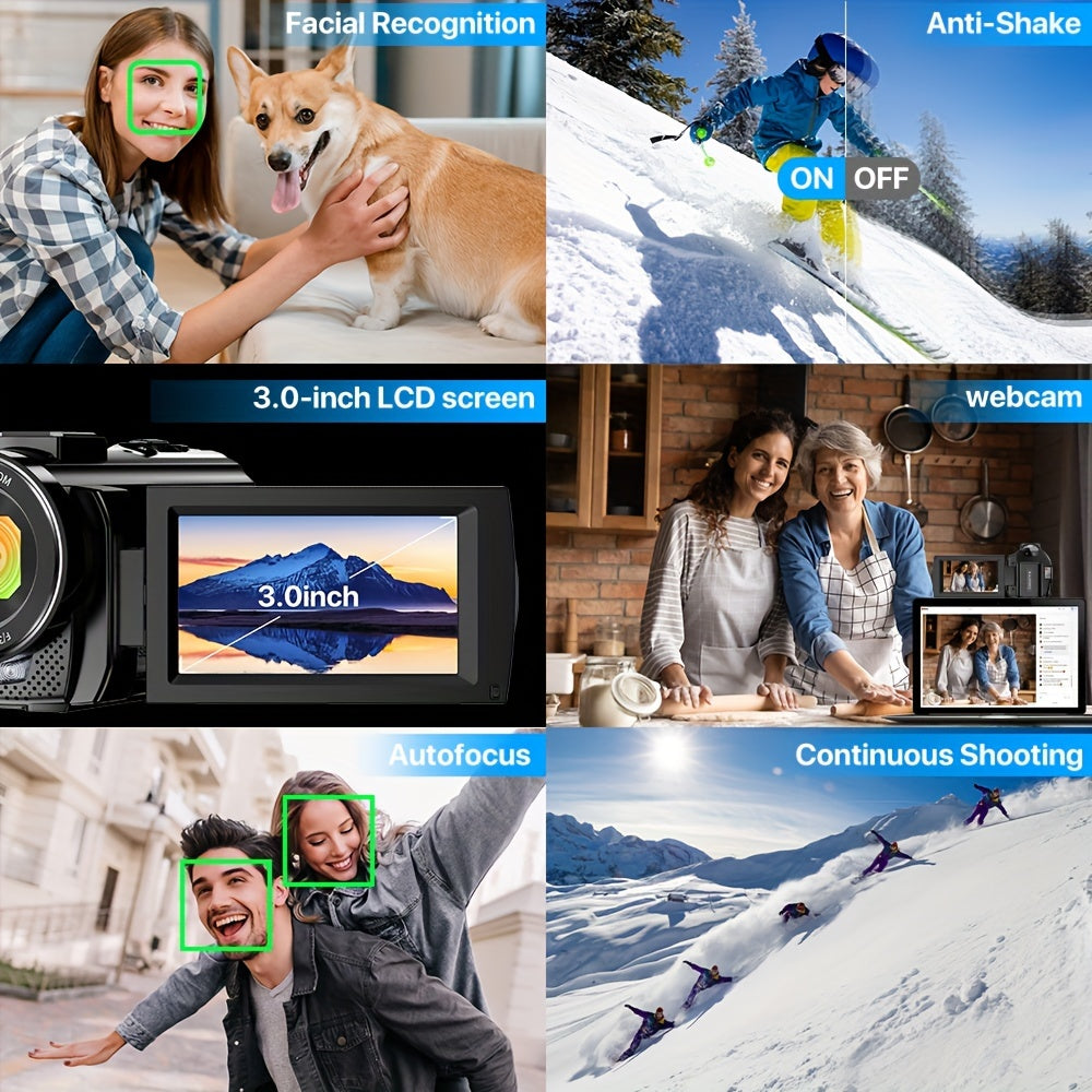 Nicamery 16x Efficient Zoom - 1080P HD Camera with Beauty Anti-Shake, External Microphone Support - Full HD 2400 Pixel Webcam Digital Camera with Remote Control, Lens Hood, 1000mah Batteries 2pcs, Ultra Long Life, 32G TF Card Lootquake LLC