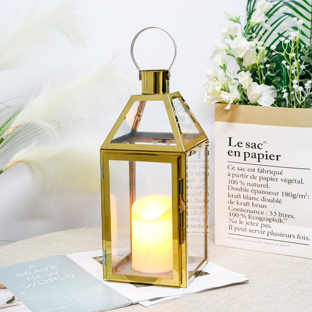 16"High Stainless Steel Candle Lanterns(Gold） Lootquake LLC
