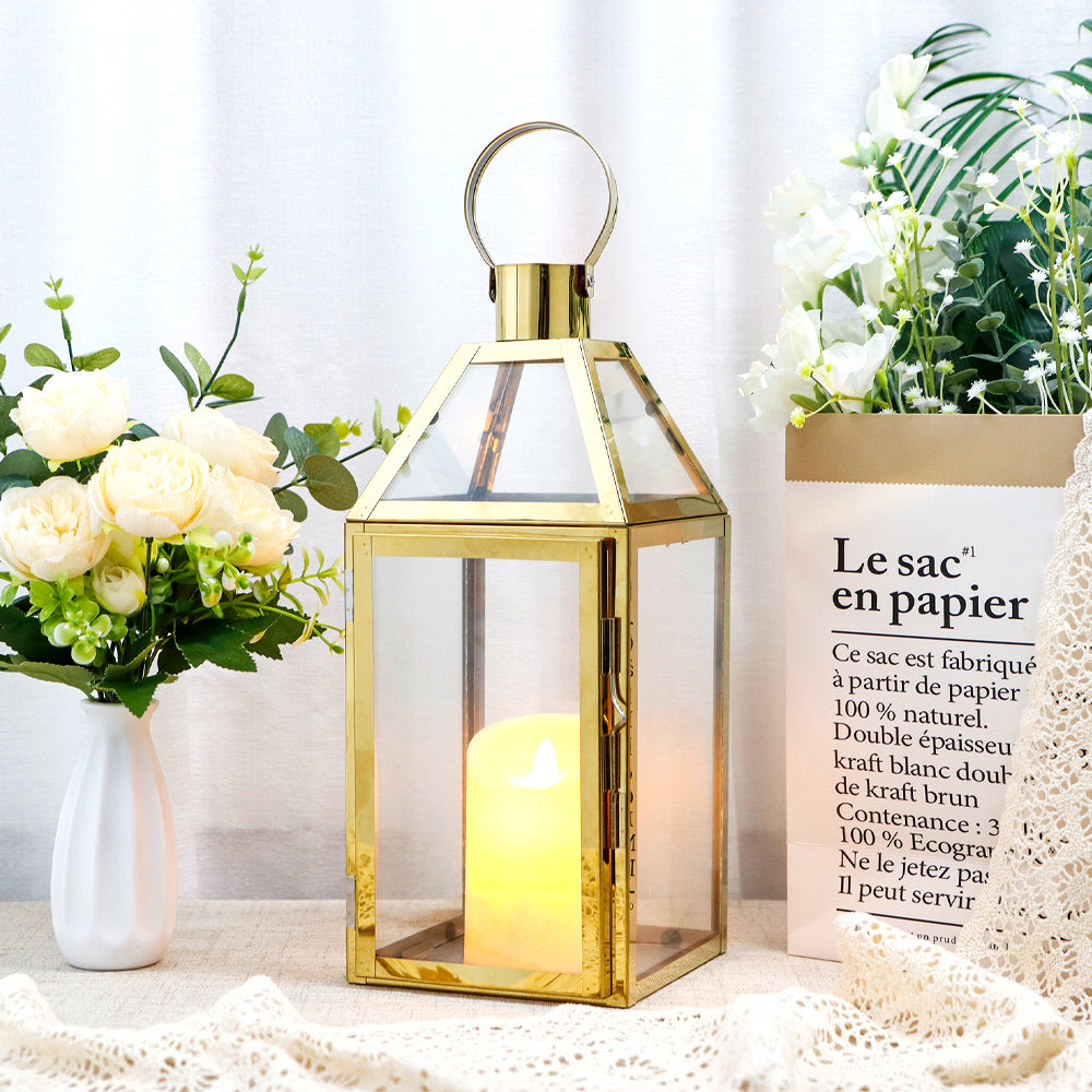 16"High Stainless Steel Candle Lanterns(Gold） Lootquake LLC