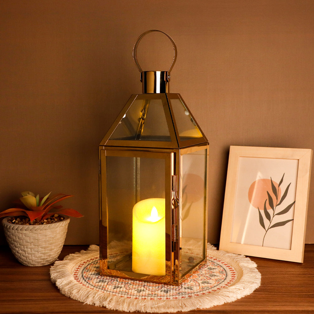 16"High Stainless Steel Candle Lanterns(Gold） Lootquake LLC