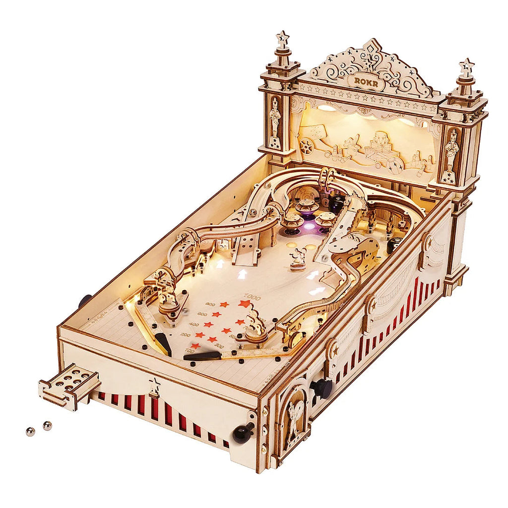 Robotime ROKR DIY Pinball Machine 3D Wooden Puzzle Amusing Table Game EG01 Pi-Mart