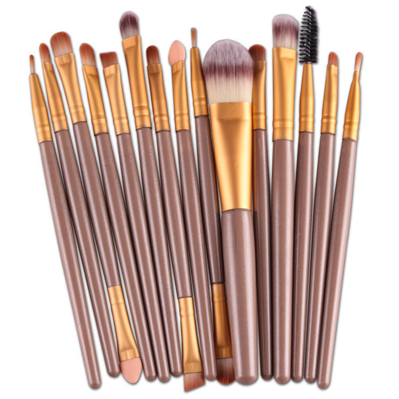 15 packs of champagne makeup brushes Pi-Mart