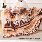 1pc Southwest Native American Flannel Polyester Throw Double-side Printed Blanket, Aztec Geometry Pattern Travel Couch Bed Blanket Plush Soft Lightweight Blanket For All Season Lootquake LLC