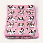 1pc Cute Cartoon Bulldog Print Blanket, Flannel Blanket, Soft Warm Throw Blanket Nap Blanket For Couch Sofa Office Bed Camping Travel, Multi-purpose Gift Blanket For All Season