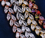 Luxury Diamond Shiny Fashion Charm AAA Cubic White Zircon Four Colors Leaf Jewelry Bracelets For Woman Elegance Wedding Party Gift - SJB-DIAMOND ELITES