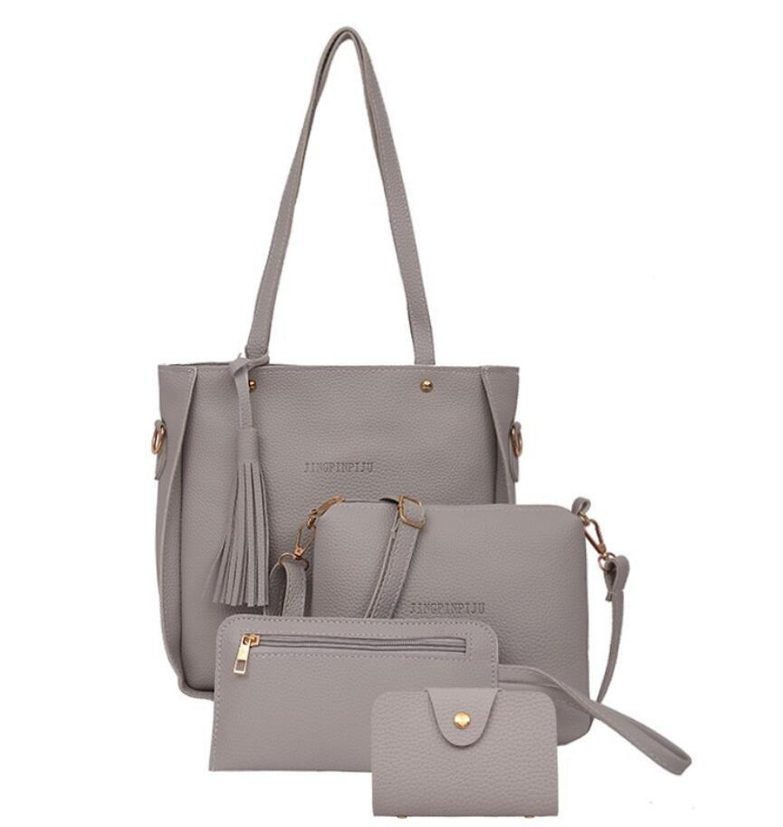 Women Bag Set Top-Handle Big Capacity Female Tassel Handbag Fashion Shoulder Bag Ladies PU Leather Crossbody Bag bolsas feminin Pi-Mart