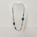Handmade Resin & Shell Bead Necklace |  Artistic Beaded Statement Necklace |  Long Lightweight Boho Jewelry for Women (MAC346)