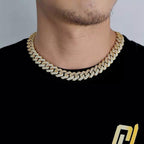 Gold Plated Iced Out Chain for Men and Women Cuban Chain Necklace Pi-Mart