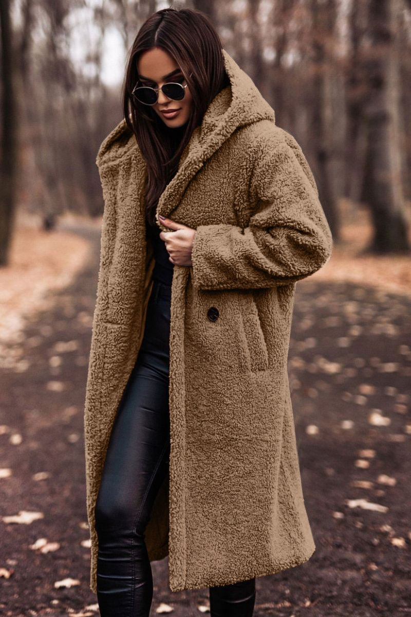 Autumn Winter Fashion Elegant Long Coat Woman Plush Warm Faux Fleece Coat Women Teddy Jacket Female Teddy Coat Outwear Ladies Pi-Mart