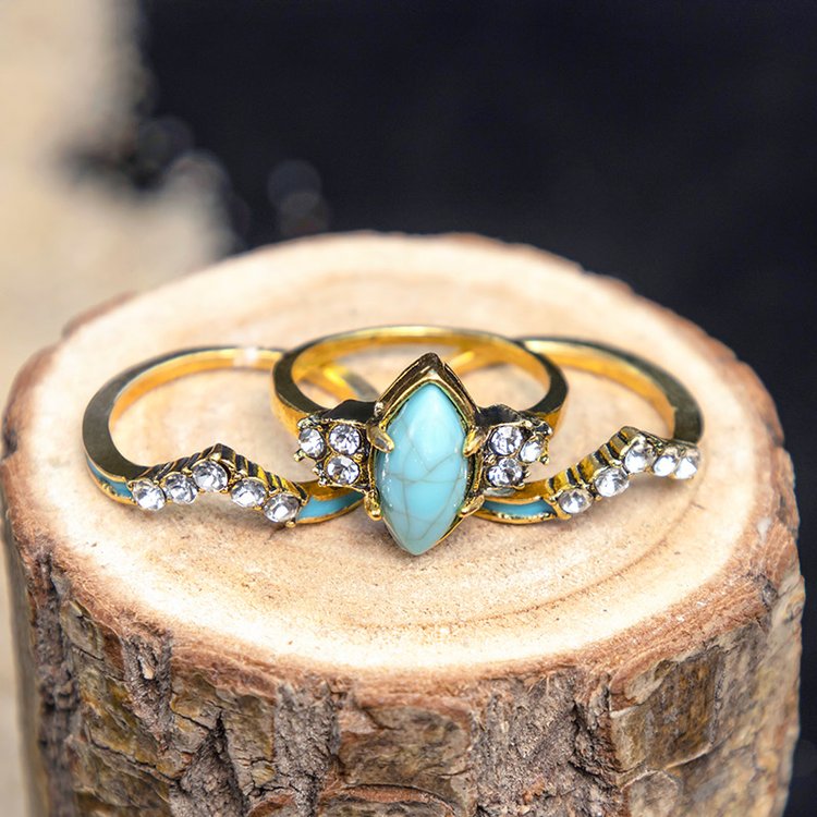 Achieving Dreams Turquoise Ring Set Pi-Mart