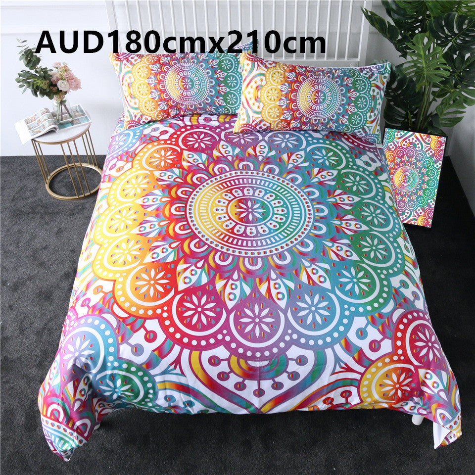 Purple crochet quilt cover three-piece bedding set Pi-Mart