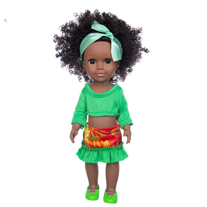 African 14 Inch Doll Simulation Baby Black Doll Pi-Mart