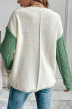 Color Block Round Neck Long Sleeve Sweater - SJB-DIAMOND ELITES