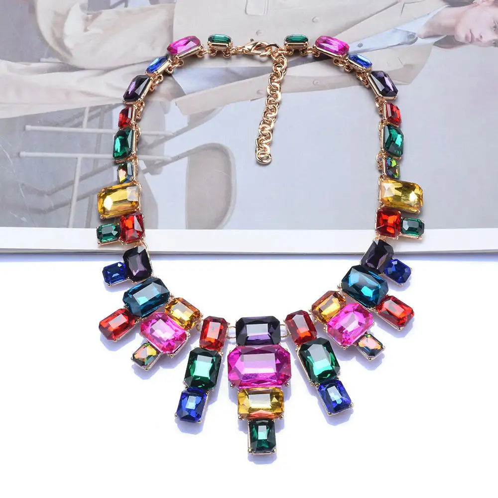 Luxurious Exaggerating Geometric Big Gem Necklace Lootquake LLC
