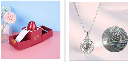Hot Valentine's Day Gifts Metal Rose Jewelry Gift Box Necklace For Wedding Girlfriend Necklace Gifts Pi-Mart