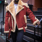 New Men's Suede Motorcycle Warmth Padded Jacket Pi-Mart