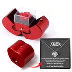 Fashion Jewelry Box Red Apple Gift Necklace Eternal Rose For Girl Mother's Day Valentine's Day Gifts With Artificial Flower Rose Flower Jewelry Box