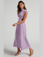Modern Cutout Mock Neck Sleeveless Ruched Dress Elegant Dress For Women Stevvex
