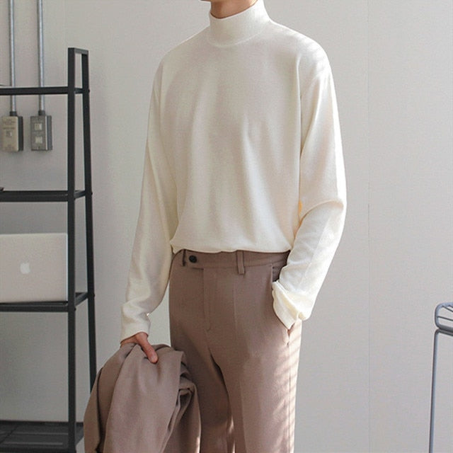 Casual Velvet Turtleneck Men Loose Sweater Pi-Mart