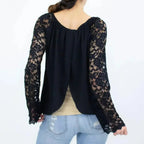 Lace Sleeve Backless Top - Black | Femstylo | Made in USA - SJB-DIAMOND ELITES