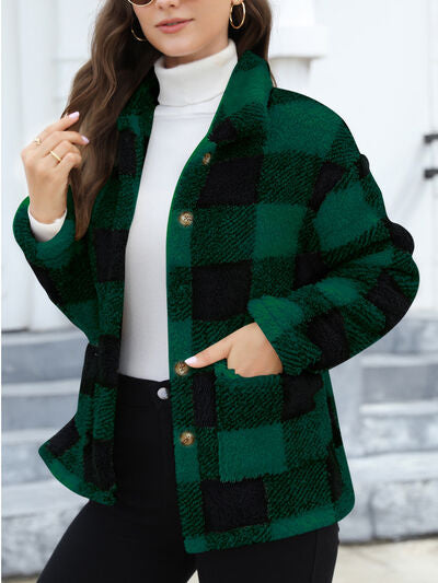 Beautiful Red Women Drop Shoulder Fuzzy Button-Up Jacket Soft And Comfortable Casual Fit Jacket Stevvex