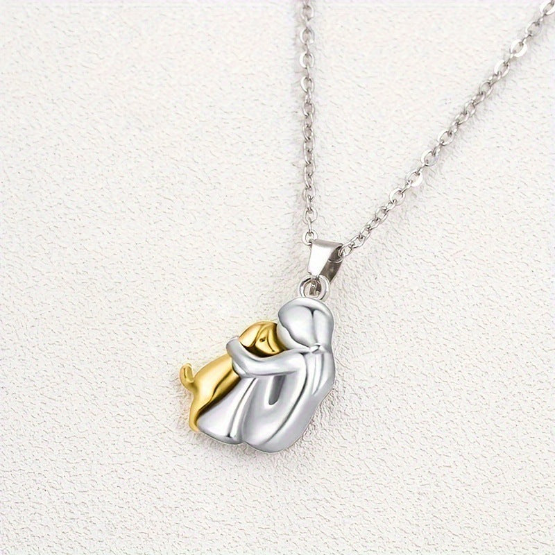 Fashion Little Girl And Dog Hug Necklace Pi-Mart