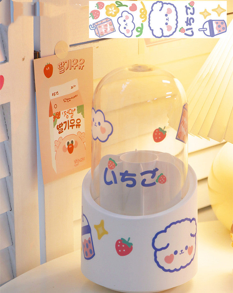 Large-capacity Cute Desktop Dust-proof Makeup Brush Storage Rotating Pen Holder