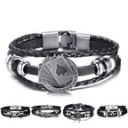 Lucky Vintage Men's Leather Bracelet Playing Cards  Charm Multilayer Braided Men and Women Gift - SJB-DIAMOND ELITES