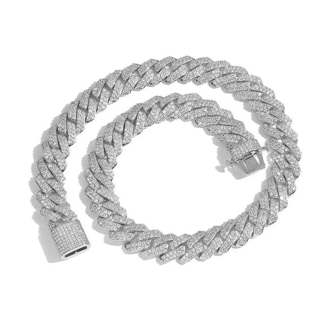 Gold Plated Iced Out Chain for Men and Women Cuban Chain Necklace Pi-Mart