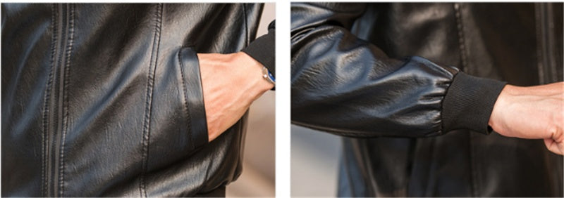 Men's Leather Jackets Spring And Autumn Plus Cashmere Men's Loose Pi-Mart
