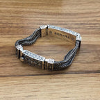 S925 Sterling Silver Men's Vintage Bracelet Six Words Mantra Pi-Mart
