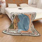 1pc Bohemian Knitted Tassel Blanket - Polyester Blend, Machine Washable, Square, Stain Resistant, Lightweight, Versatile for Indoor, Outdoor, Camping - The Moon Design Rug Lootquake LLC