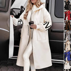 Hooded Windbreaker Long Jacket With Pockets And Drawstring Design Solid Color Knit-Sleeved Trench Coat For Women Clothing Fall Winter Pi-Mart