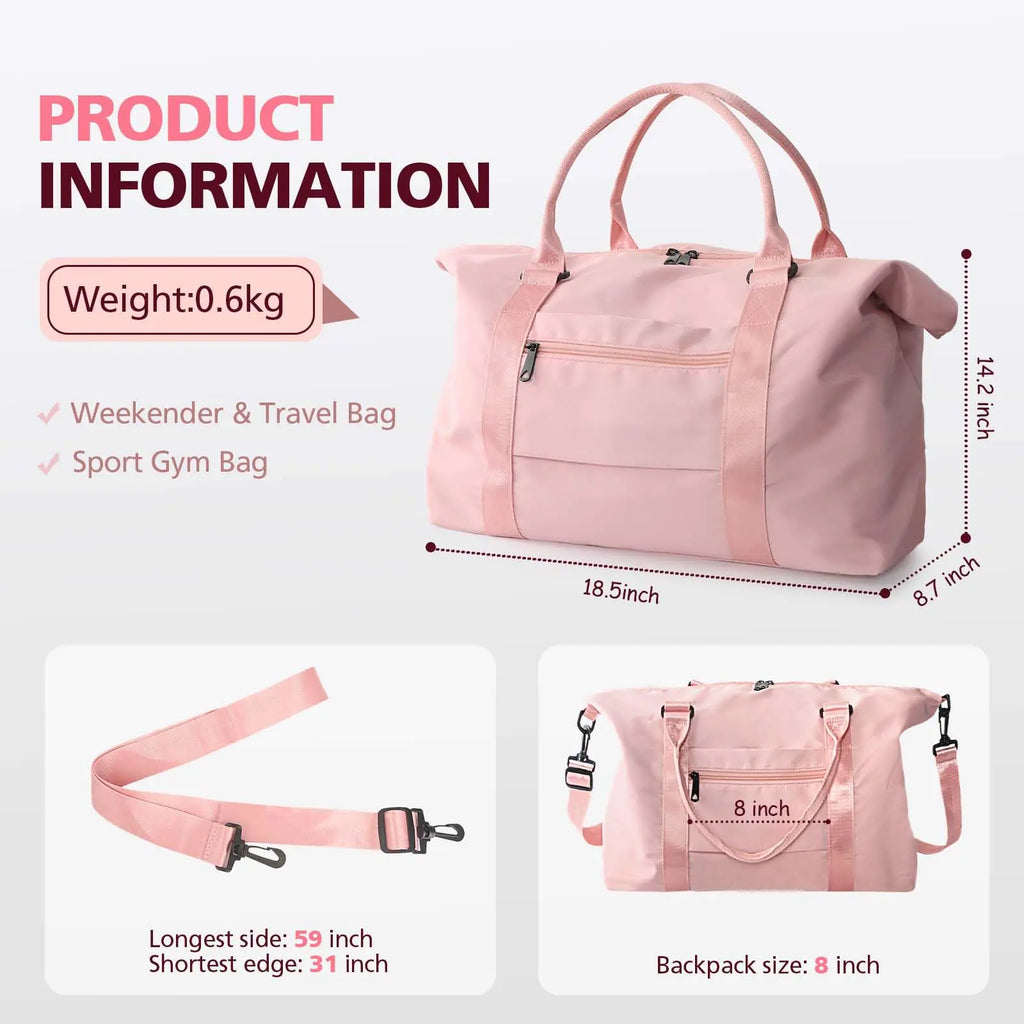 Coral Pink Waterproof Travel Duffle Pi-Mart