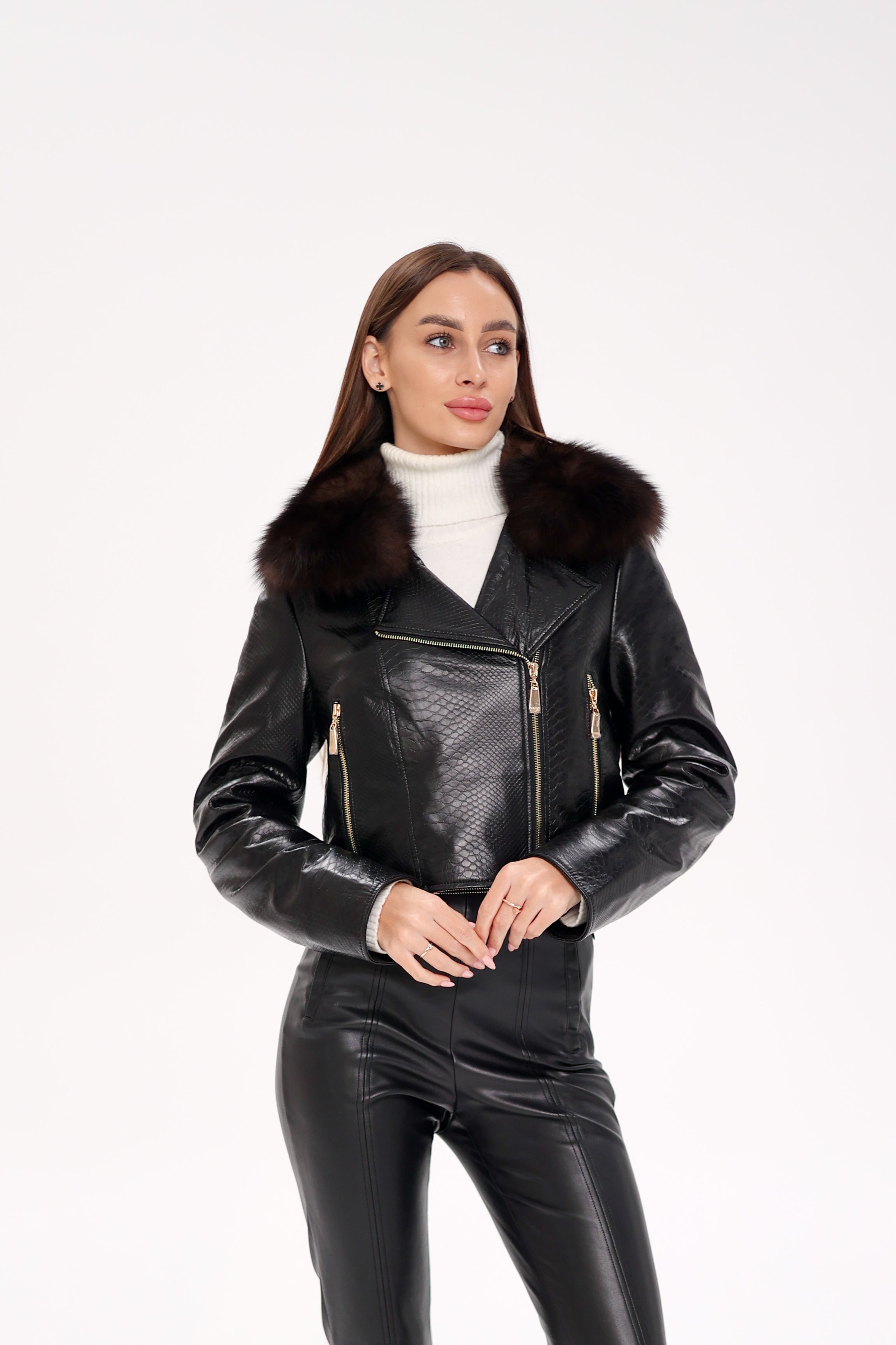 Genuine Polar Fox Real Leather Transformer Jacket - SJB-DIAMOND ELITES