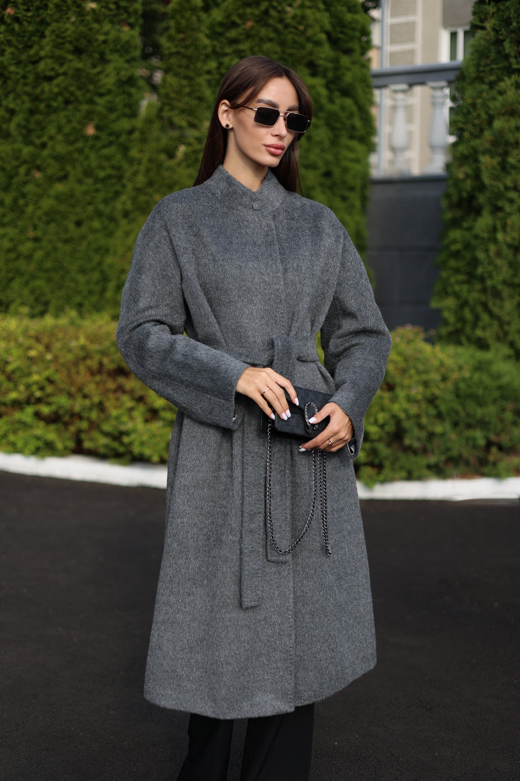 Alpaca Wool Blend Coat in Soft Grey - SJB-DIAMOND ELITES