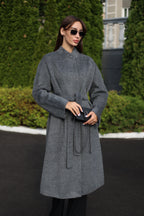 Alpaca Wool Blend Coat in Soft Grey - SJB-DIAMOND ELITES