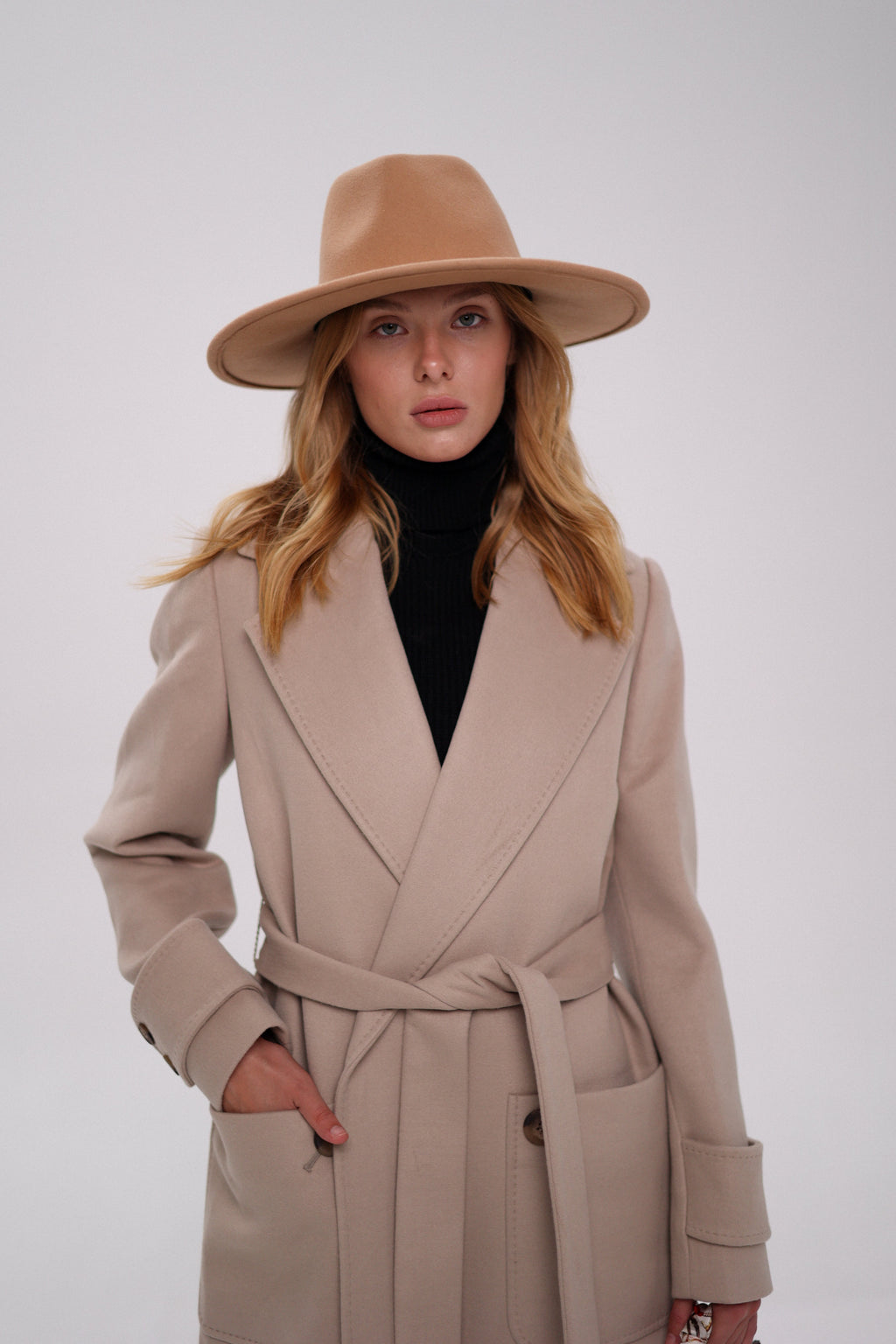 Eliza Classic Cashmere Wool Blend Overcoat in Nude - SJB-DIAMOND ELITES