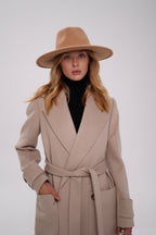 Eliza Classic Cashmere Wool Blend Overcoat in Nude - SJB-DIAMOND ELITES