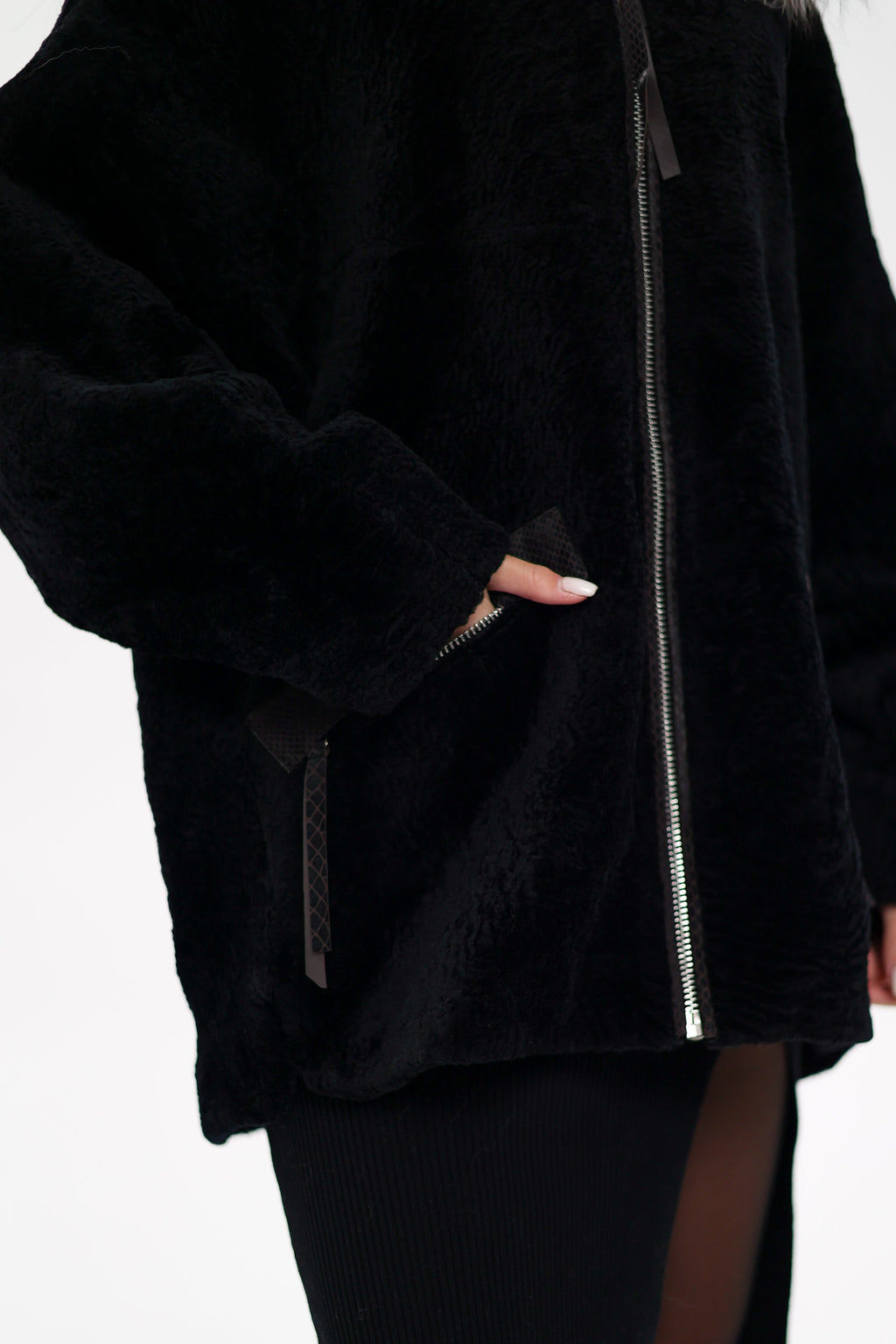 Palermo Genuine Astrakhan Silver Fox Trim Coat - SJB-DIAMOND ELITES