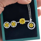 4Ct D Color Moissanite 925 Sterling Jewelry Set Ring Necklace Earrings BandsCo Straps